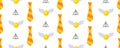 Seamless vector pattern. Children`s design. Gryffindorf characters. The tie is striped. Orange and yellow. Magic Snitch