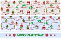 Seamless vector pattern with christmas symbols, muffins, balls, gifts and ribbons Royalty Free Stock Photo