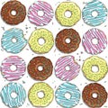 Seamless vector pattern with color donuts. EPS10