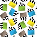 Seamless vector pattern with color little clapperboards