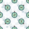 Seamless vector pattern with colored mariners compass. Royalty Free Stock Photo