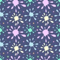 Seamless vector pattern with colorful blots on the blue background