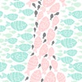 Seamless vector pattern with colorful fishes in scandinavian minimalist modern style.