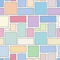 Seamless vector pattern. Colorful geometrical hand drawn background with rectangles, squares. Simple print for background, wallpap Royalty Free Stock Photo