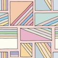 Seamless vector pattern. Colorful geometrical hand drawn background with rectangles, squares. Simple print for background, wallpap Royalty Free Stock Photo