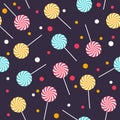 Seamless vector pattern with colorful lollipops
