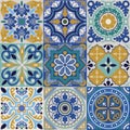 Vector ceramic portuguese tiles seamless pattern background