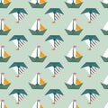 Seamless vector pattern with colorful paper ships. Sea texture Royalty Free Stock Photo