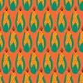 Seamless vector pattern corn. Maize repeating on an orange background. Autumn, fall, harvesting design. Use for