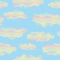 Seamless vector pattern with cotton candy rainbow clouds