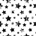 Seamless vector pattern. Creative geometric black and white background with stars. Royalty Free Stock Photo