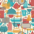 Seamless vector pattern. Kitchen background. Cooking utensils and kitchen tools Royalty Free Stock Photo