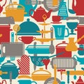 Seamless vector pattern. Kitchen background. Cooking utensils and kitchen tools Royalty Free Stock Photo