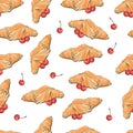 Seamless vector pattern with croissants.