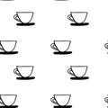 Seamless vector pattern cup and saucer. coffee tea