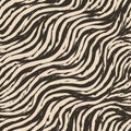 Seamless vector pattern of curving stripes with torn edges. Beige strokes of paint on a brown background. Print for