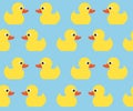 Seamless vector pattern with cute bright yellow ducks.