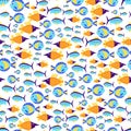 Seamless vector pattern with cute cartoon fish Royalty Free Stock Photo