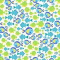 Seamless vector pattern with cute cartoon fish Royalty Free Stock Photo