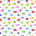Seamless vector pattern with cute cartoon fish Royalty Free Stock Photo