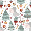 Seamless vector pattern with cute cartoon mouse Royalty Free Stock Photo