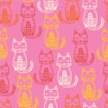 Seamless vector pattern with cute colorful Kittens. Creative childish pink texture with cats. Great for fabric, textile