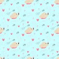 Seamless vector pattern with cute dog and heart. Print for children textile, pack, fabric, wallpaper, wrapping. Royalty Free Stock Photo