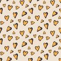 Seamless vector pattern with cute heart shaped cheetah spots in natural beige colors Royalty Free Stock Photo