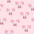 Seamless vector pattern with cute pink pigs. Royalty Free Stock Photo