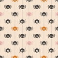 Seamless vector pattern with cute spiders Royalty Free Stock Photo