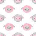 Seamless vector pattern with cute watrcolor sheep