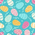 Seamless vector pattern with decorated Easter eggs, great for scrapbook, easter decor, textile