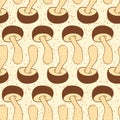 Seamless vector pattern decorated forest mushroom.