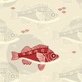 Seamless vector pattern design with hand drawn perch fish. seamless template in swatch panel. design for print, wrapping, t