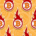 Seamless vector pattern of digital bitcoin crypto currency icons