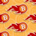 Seamless vector pattern of digital bitcoin crypto currency icons