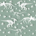 Seamless vector pattern with dinosaur skeleton.