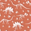 Seamless vector pattern with dinosaur skeleton.