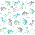 Seamless vector pattern with dinosaur skeleton.