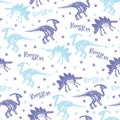 Seamless vector pattern with dinosaur skeleton.