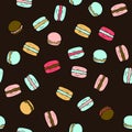 Seamless vector pattern with doodle sweet french macarons.