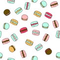 Seamless vector pattern with doodle sweet french macarons.