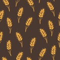 Seamless vector pattern with ears of wheat. Grain background Royalty Free Stock Photo