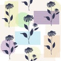 Seamless vector pattern with Echinacea plant silhouette