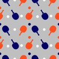 Seamless vector pattern with elements of ping-pong rackets