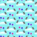 Seamless vector pattern with elephants and balloons Royalty Free Stock Photo