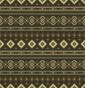 Seamless vector pattern in ethnic style. Textile boho design in brown and olive green. Geometric aztec fabric ornament border. Royalty Free Stock Photo