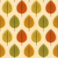 Seamless vector pattern of fall leaves in simple geometric shape