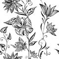 Seamless vector pattern: fantastic flowers on a white background Royalty Free Stock Photo