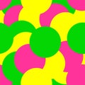 Seamless vector pattern - fashionable neon camouflage in the colors pink, green and yellow in a 70s retro style Royalty Free Stock Photo